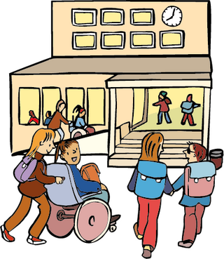 Kinder gehen in die Schule